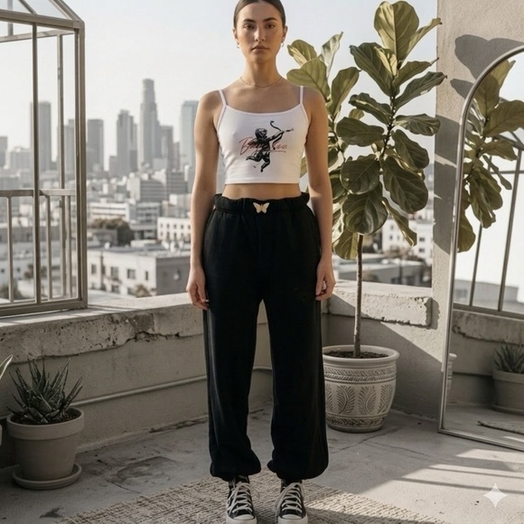 Boys Lie Pants - Boys Lie Black Josh Grunfeld Sweatpants Women’s S NWOT